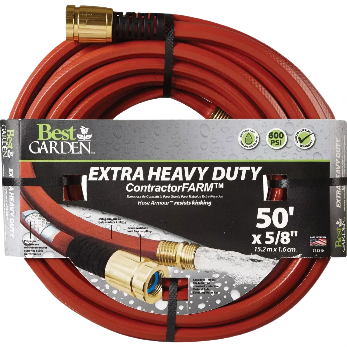 Carefully Designed Garden 5 8 Dia. x 50′ L. Drinking Water Safe Contractor Hose Quality