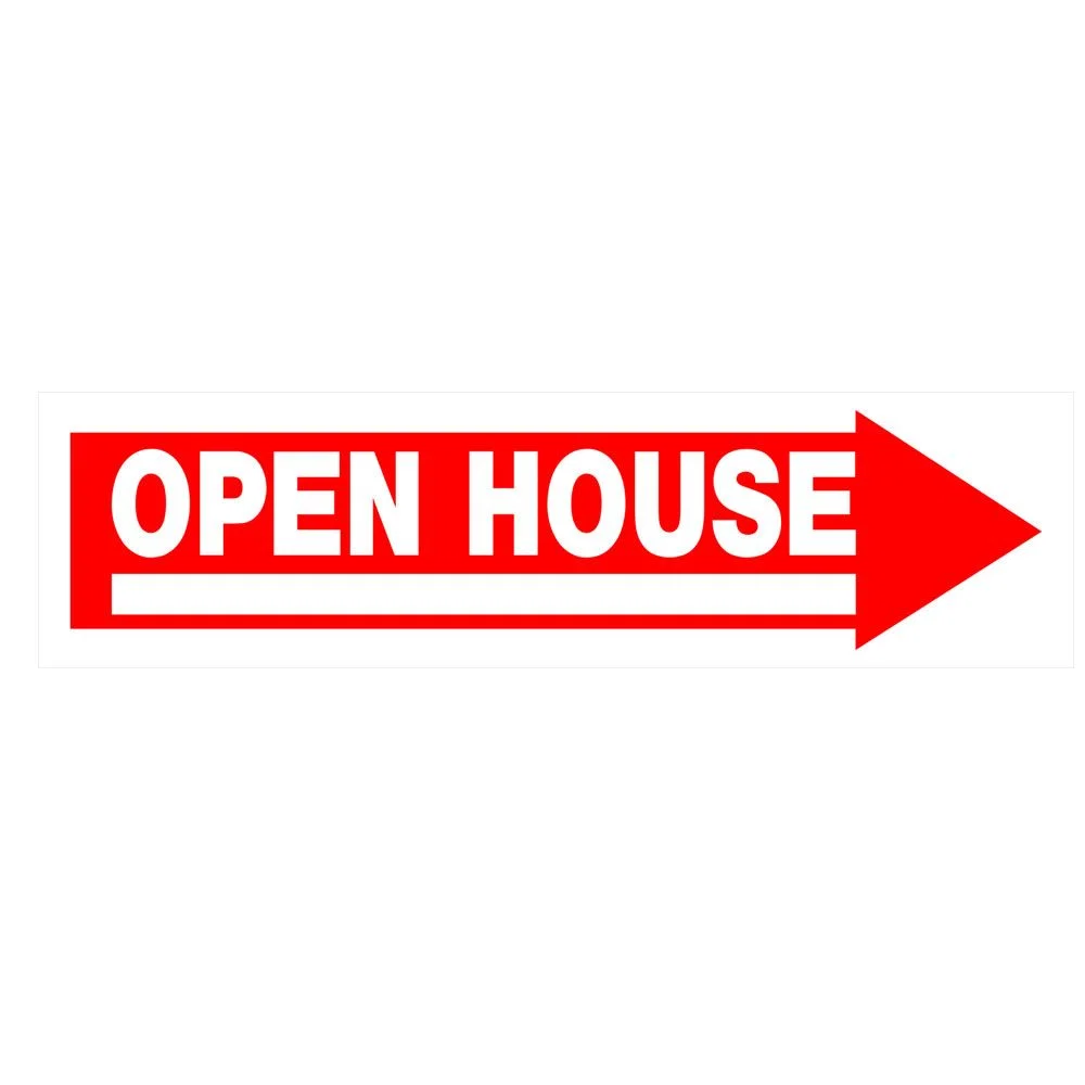 Next-Generation Hillman Red White Open House Sign 6 in. x 24 in. Authentic