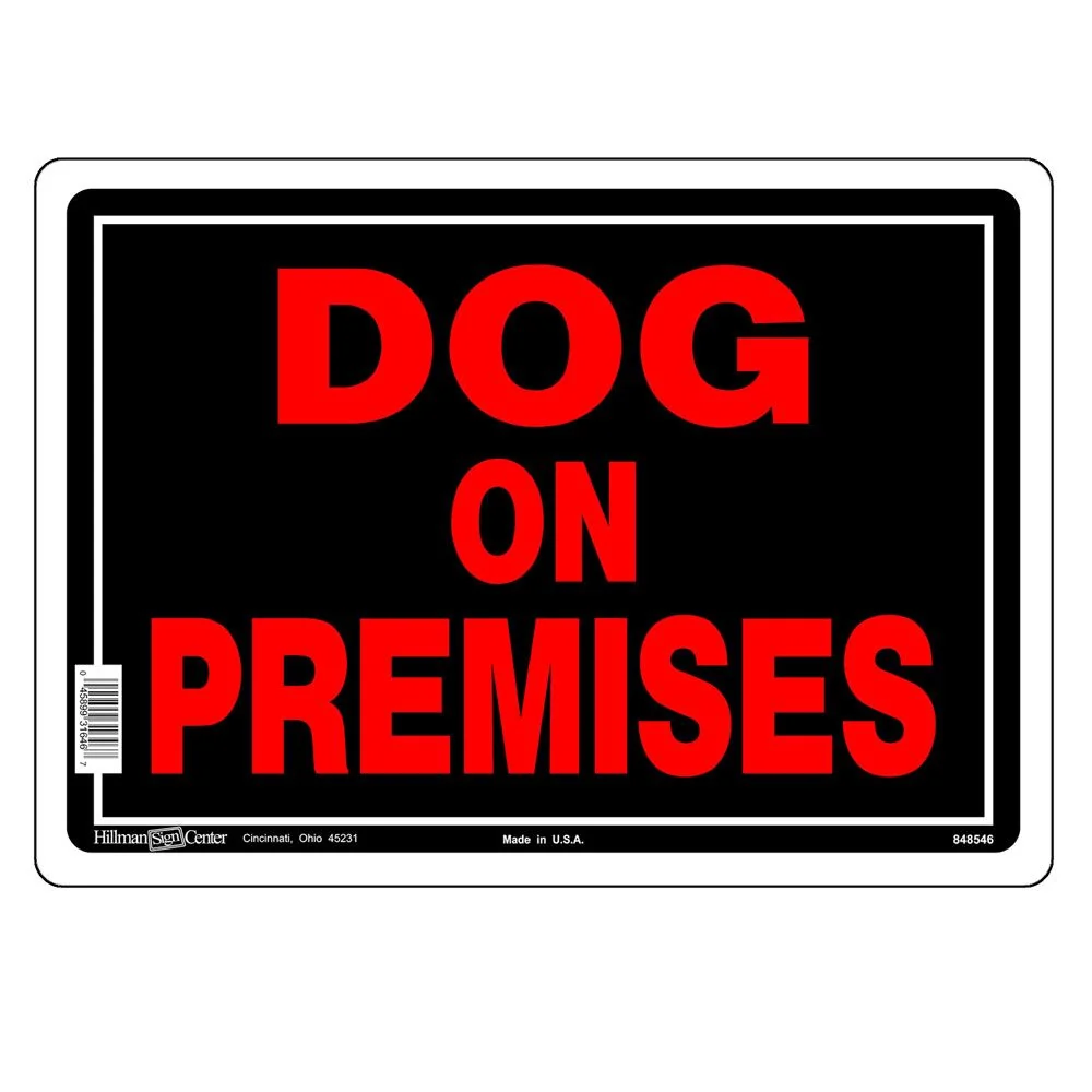 Convenient Hillman Red Black Aluminum Dog On Premises Sign 10 in. x 14 in. Premium