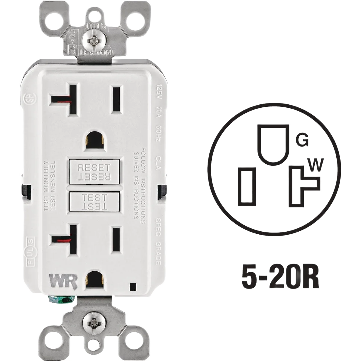 Practical Leviton SmartlockPro Self-Test 20 Amp White Residential Grade GFCI Outlet Superior