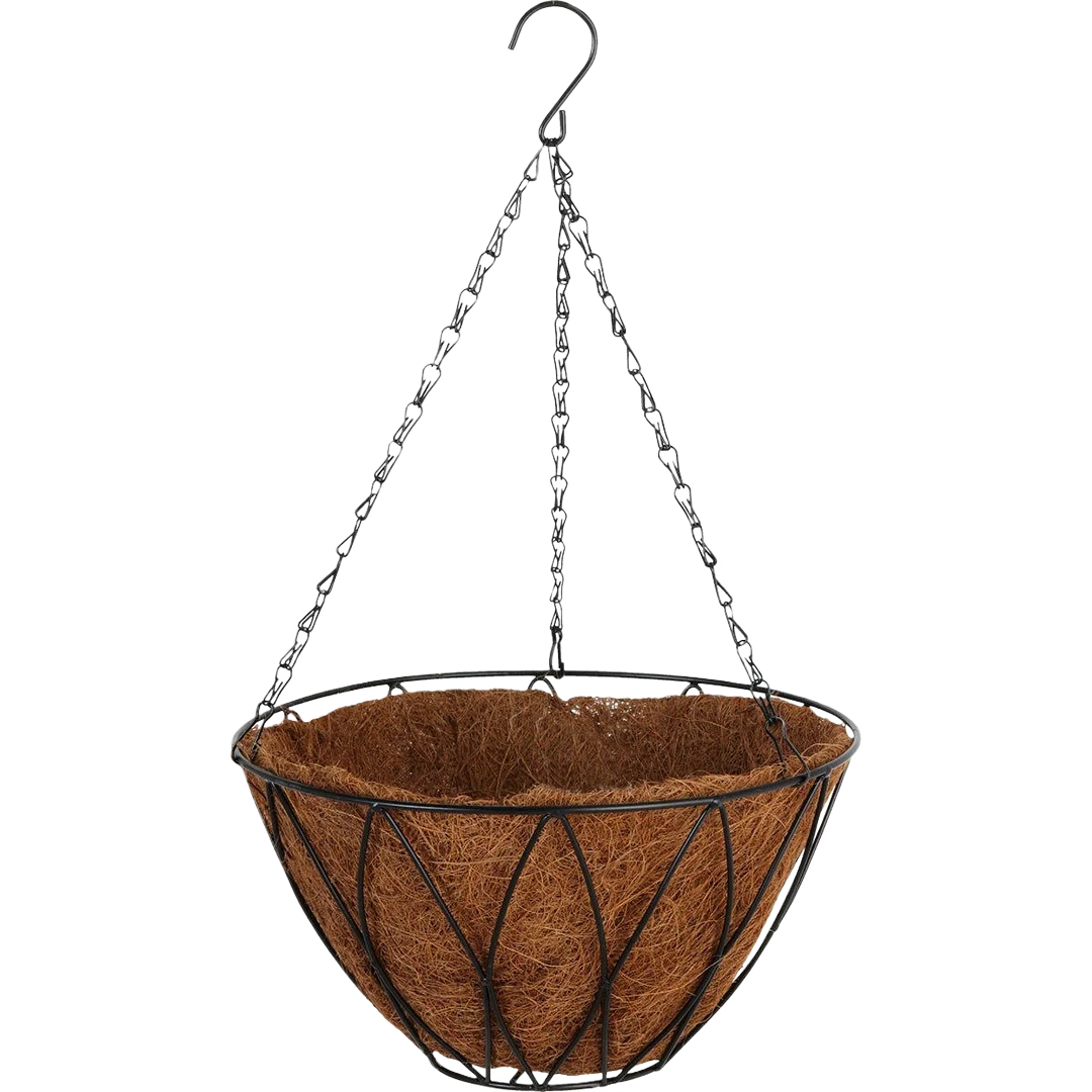 Functional Garden 12 Steel Rod Black Powder Coat Contemporary Hanging Plant Basket Reliable