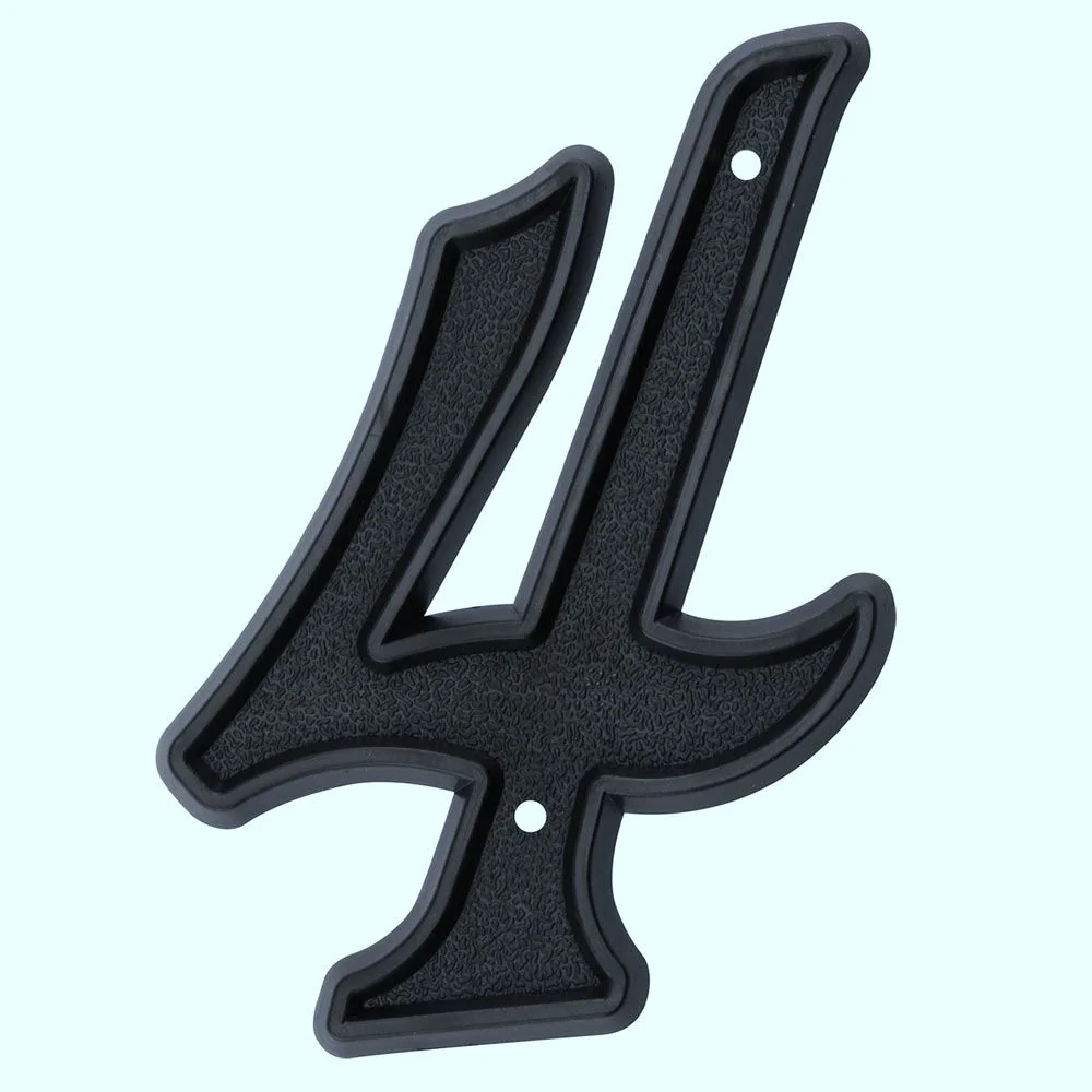 Fine Hillman 5.5 in. Matte Black Plastic House Number 4 Verified