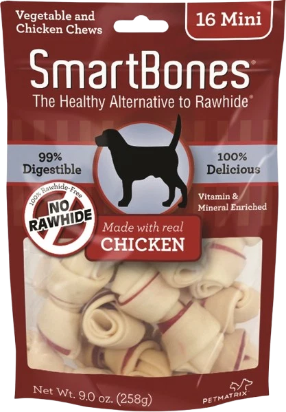 Flexible SmartBones Mini Chicken Chews for Dogs 16-Pack Superior