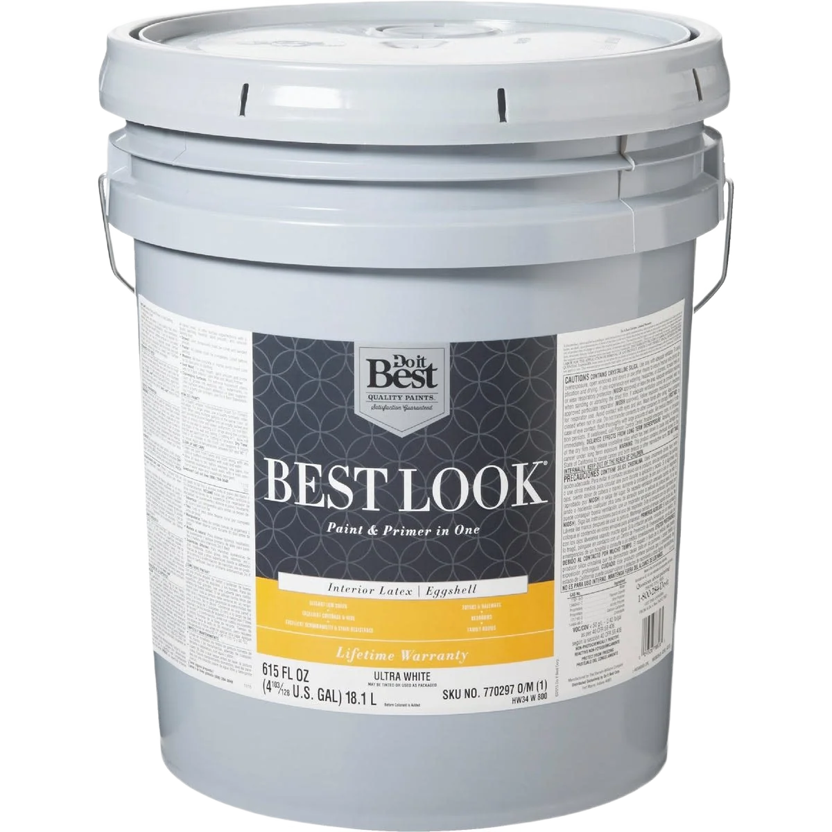Eco-Friendly Look 5-gal. Ultra White Interior Latex Eggshell Paint Primer In One Durable