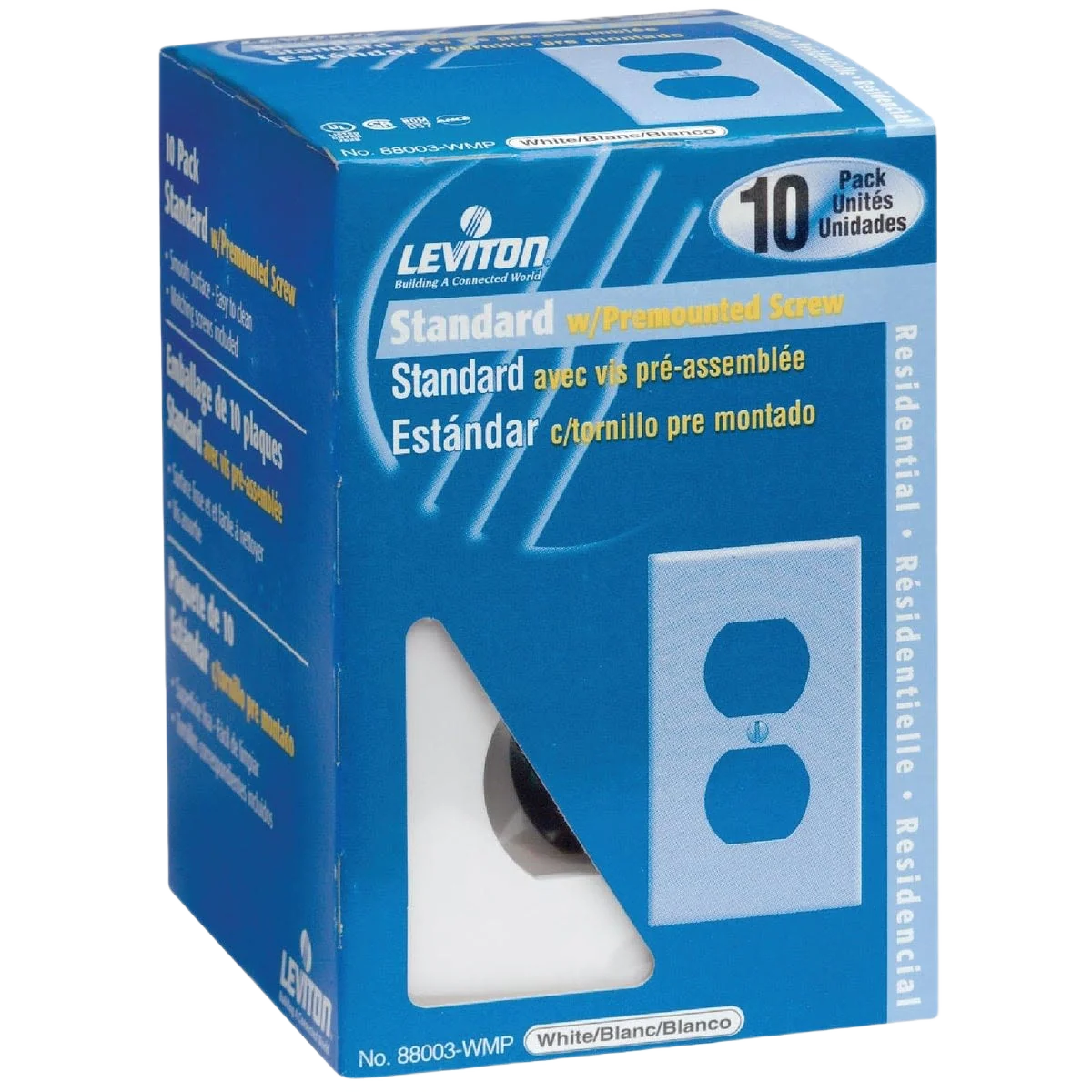 Reusable Leviton 1-Gang Smooth Plastic Outlet Wall Plate White 10-Pack Prestigious