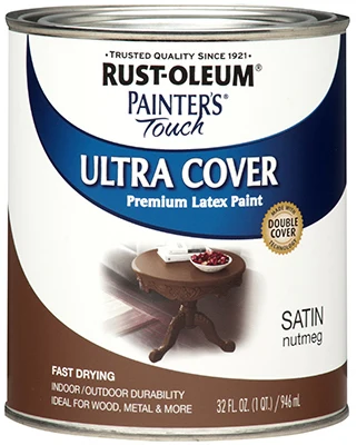 Solid Rust-Oleum Painters’ Touch Satin Nutmeg Ultra Cover Premium Latex Paint 1 Qt. Healthy