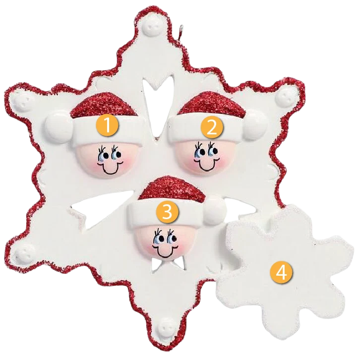 Prestigious Rudolph Me Personalized Snowflake Family of 3 Ornament Smart