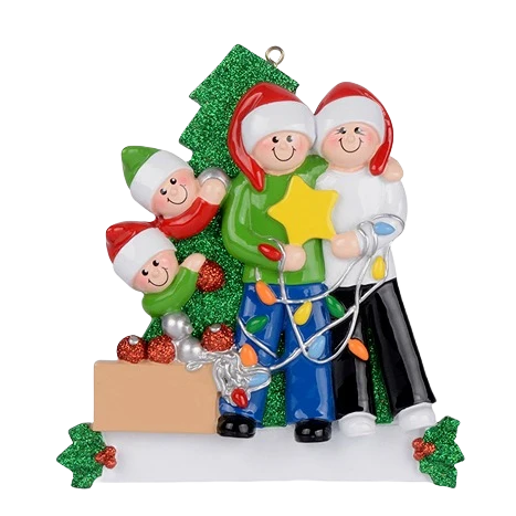 Original Design Rudolph Me Personalized Family of Four Decorating Ornament Unique