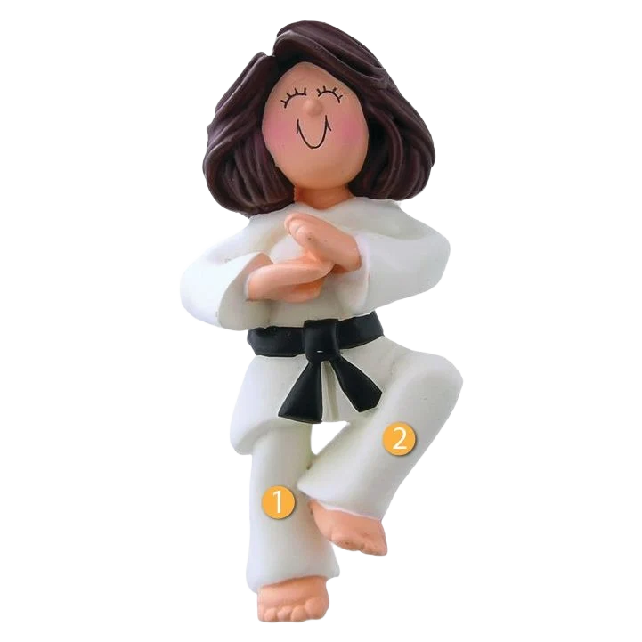 Smart Ornament Central Personalized Brunette Female Karate Ornament User-Friendly