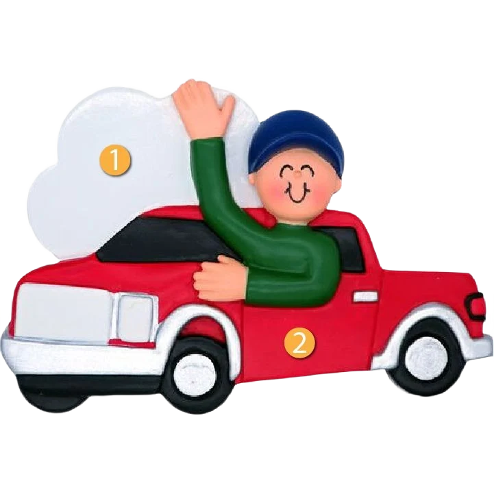 Genuine Ornament Central Personalized Male in Red Truck Ornament Excellent