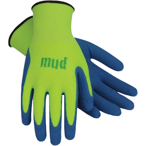 Secure Mud Women’s Large Lime Green Blue Latex Coated Garden Gloves Sustainable
