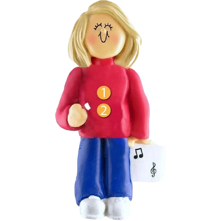 Safe Ornament Central Personalized Blonde Female Musician Ornament Traditional