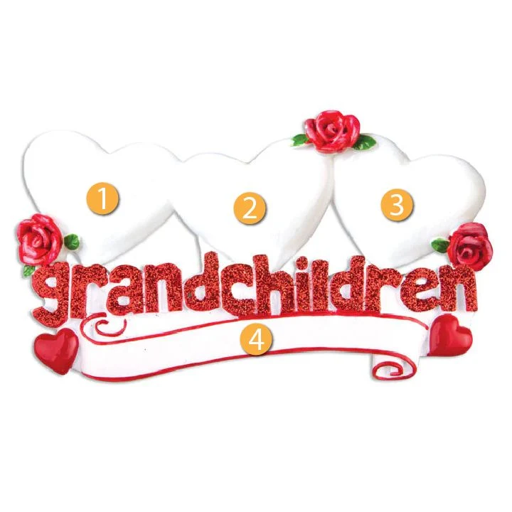 Comfortable PolarX Personalized Grandchildren with Three Hearts Ornament Luxury
