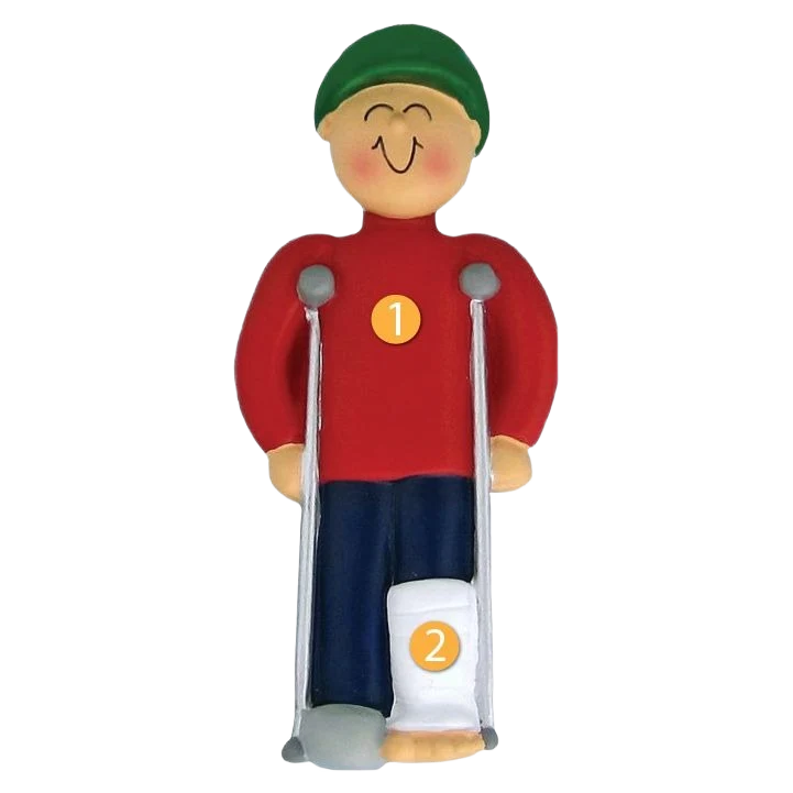 Dependable Ornament Central Personalized Male on Crutches Ornament Traditional