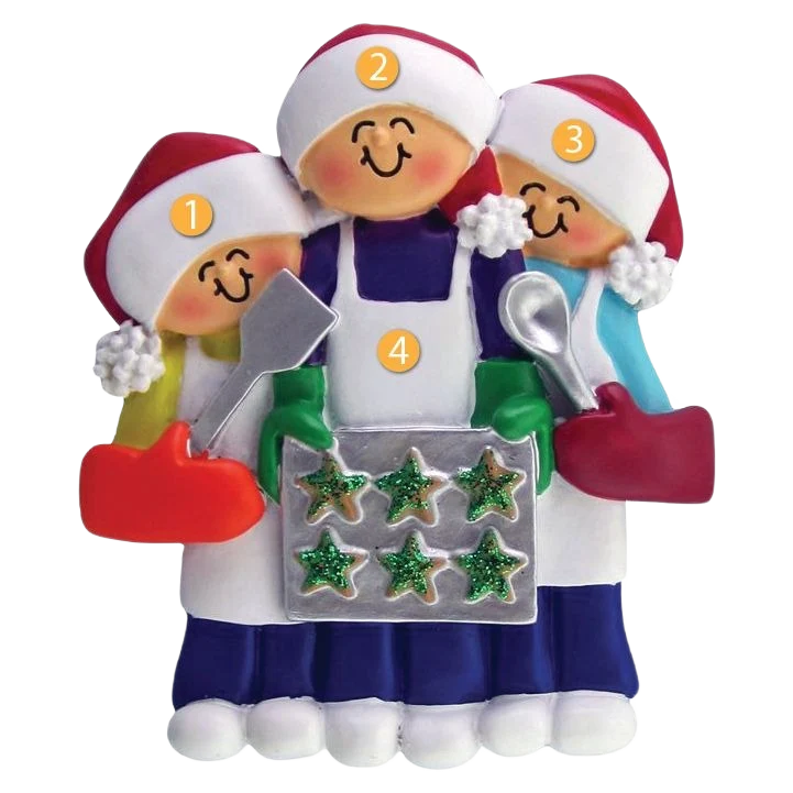 Fashionable Ornament Central Personalized 3 People Baking Cookies Ornament Original