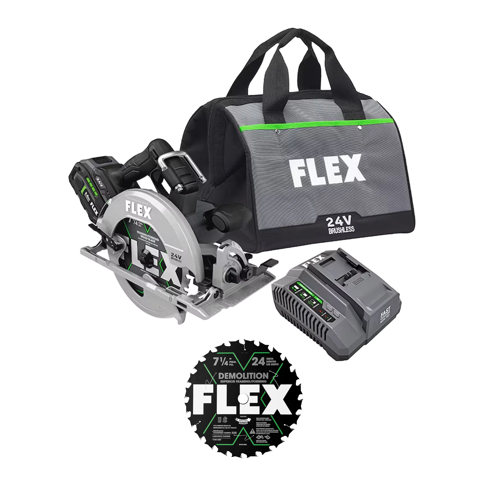 Breathable FLEX 24V 7-1 4 Brushless Circular Saw Kit Demolition Blade Exceptional