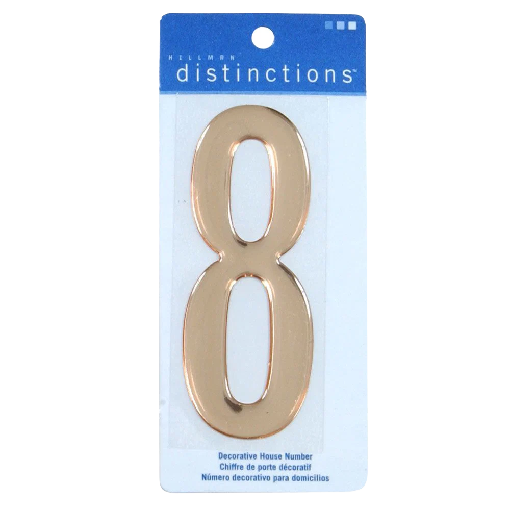 Original Design Hillman 4-In. Gold Decorative Self-Adhesive Domed House Number 8 Official