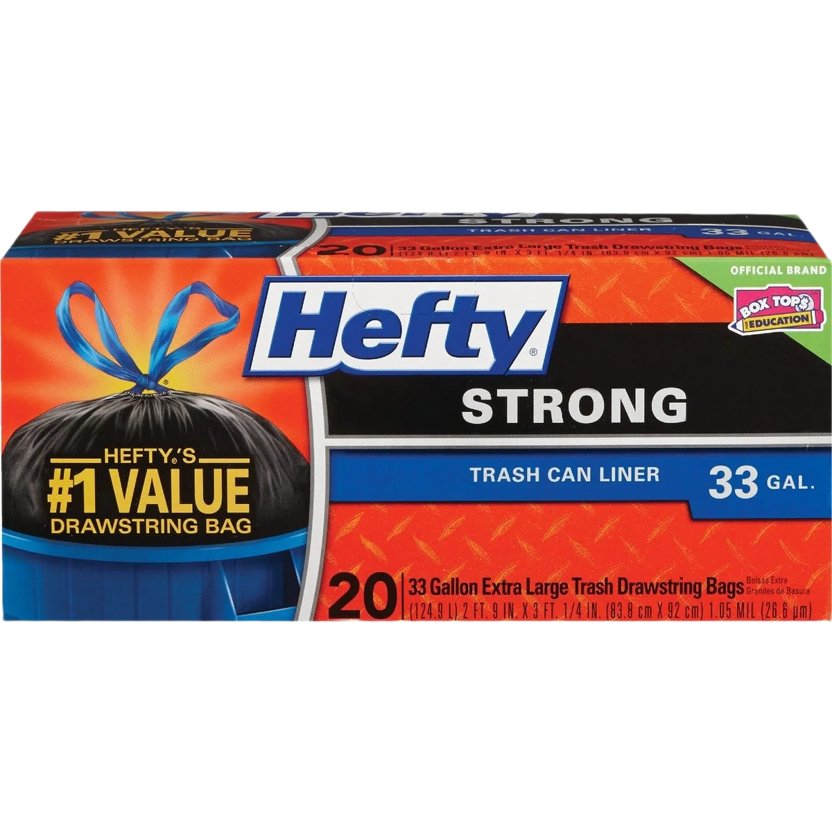 First-Class Hefty Strong Extra Large 33 Gallon Black Trash Bags 20-Count Premium
