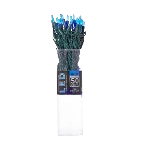 Premium Kurt S. Adler Blue Miniature Clear LED String Light Set with Green Wire 50 Lights Verified
