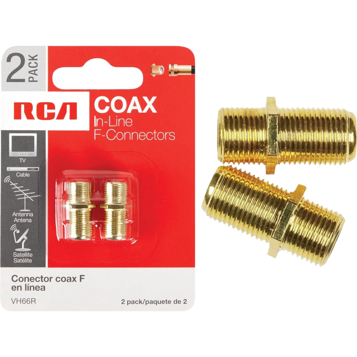 Powerful RCA In-Line Feed-Thru Coax Connector 2-Pack Premium