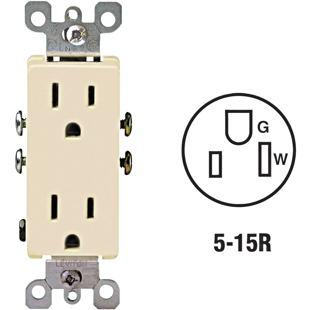 User-Friendly Leviton Decora 15 Amp Ivory Residential Grade Duplex Outlet Solid