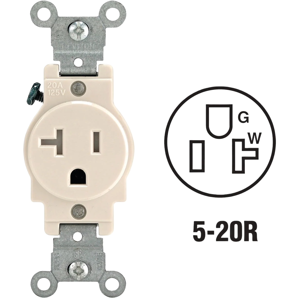 Luxury Leviton 20 Amp Light Almond Commercial Grade Tamper Resistant Single Outlet Healthy