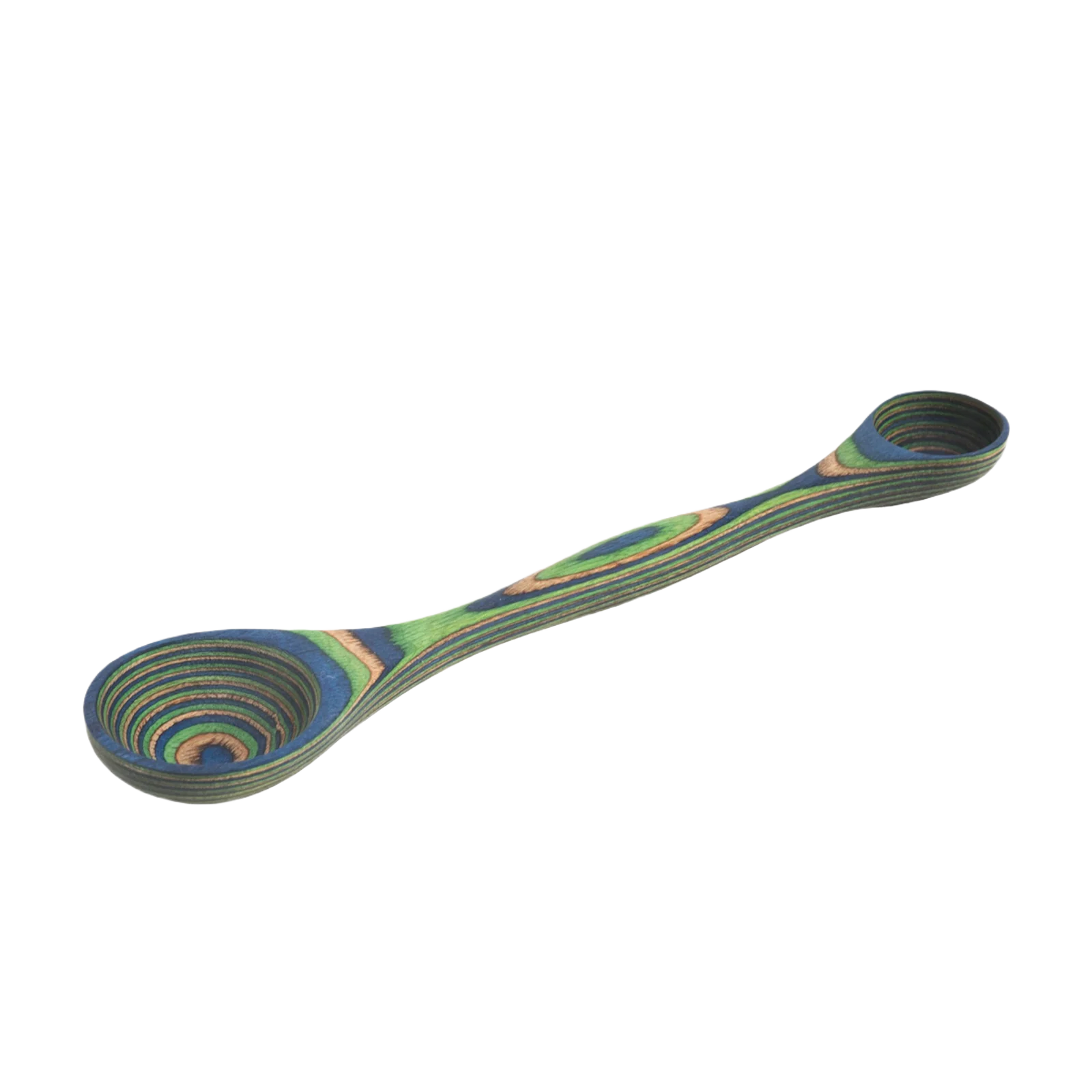 Consistent Island Bamboo Pakka Wood Peacock Double Measuring Spoon Practical