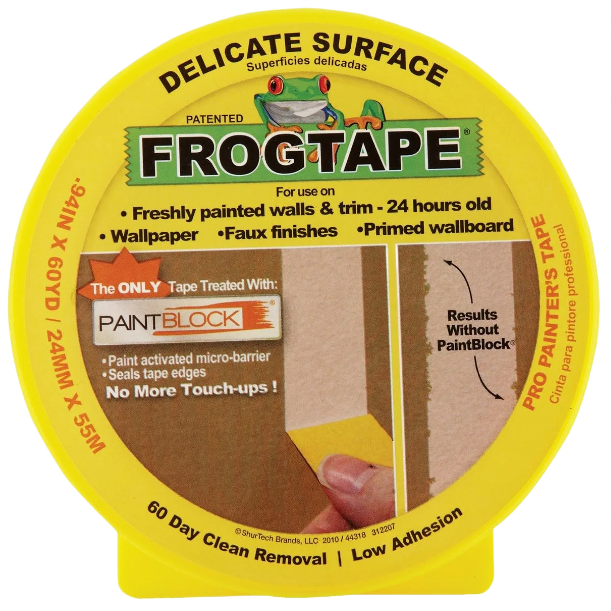 Fine Crafted Frogtape 0.94 in. Yellow Delicate Surface Masking Tape 60 yd. Eco-Friendly