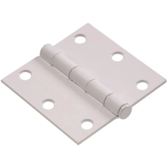 Secure Hillman 3 White Square Corner Residential Door Hinge w Removable Pin Next-Generation