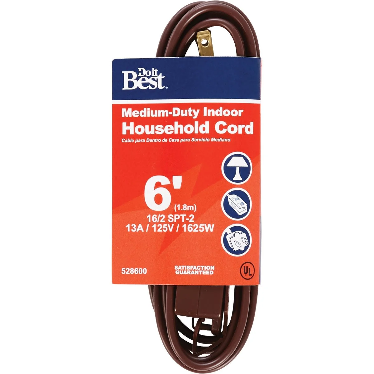 Classic Do it Brown 16 2 Cube Tap Extension Cord 6 ft. First-Class