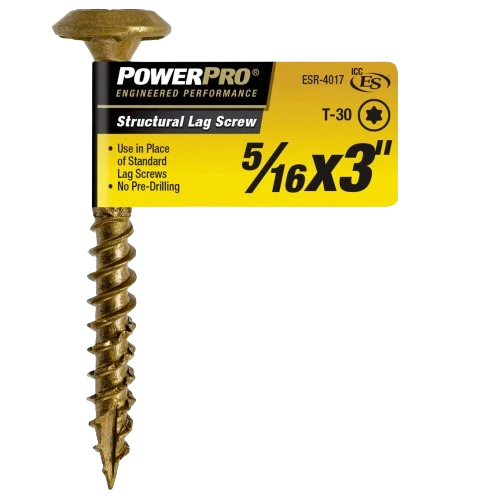 Original Power Pro 5 16 In. x 3 In. Structural Lag Screw Breathable