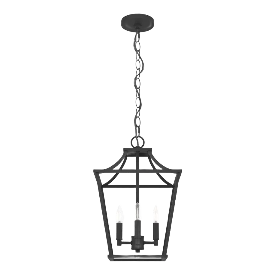 Powerful Hunter Laurel Ridge Natural Iron 4 Light Lantern Pendant Smooth