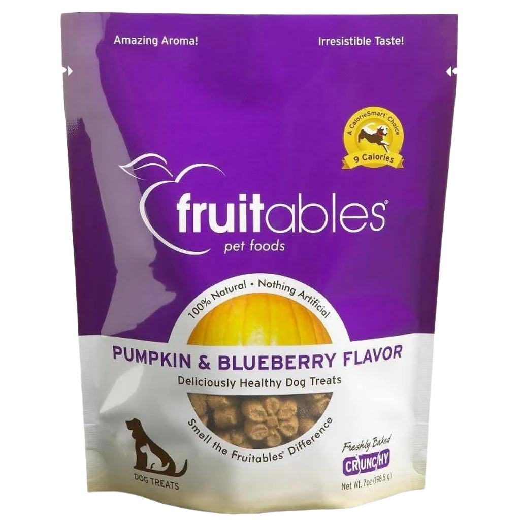 Trendy Fruitables Pumpkin Blueberry Baked Dog Treats 7 oz. Authentic