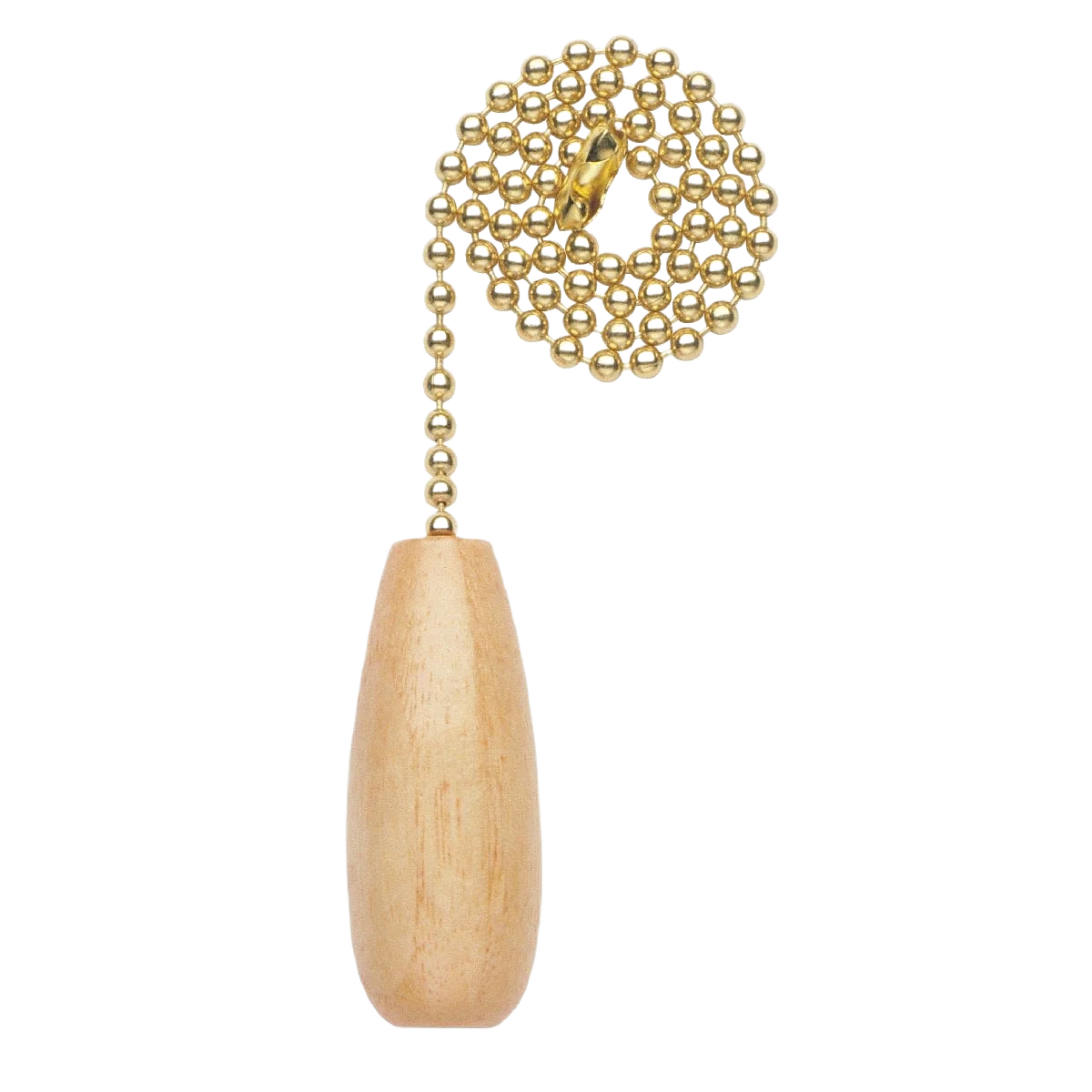 Clean Westinghouse Natural Brass Beaded Pull Chain with Wooden Knob 12 In. Flexible