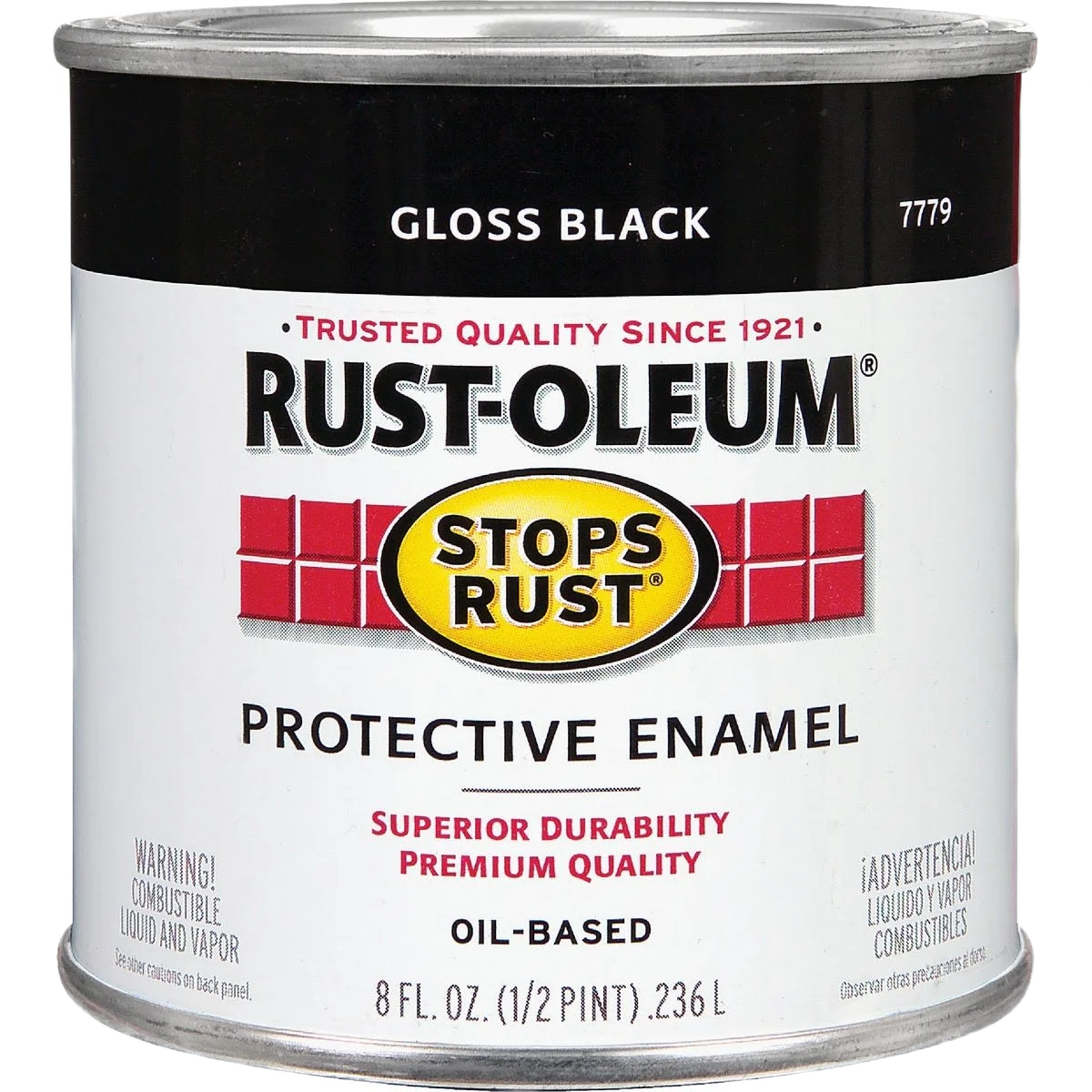 Solid Rust-Oleum Stops Rust Gloss Black Protective Enamel Brush-On Paint 1 2 Pint Natural