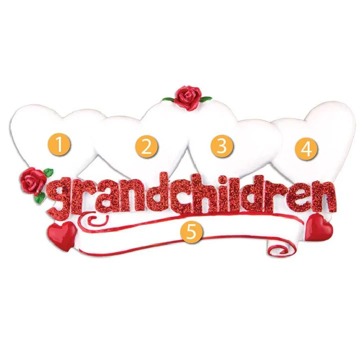 Eco-Friendly PolarX Personalized Grandchildren with Four Hearts Ornament High-Performance