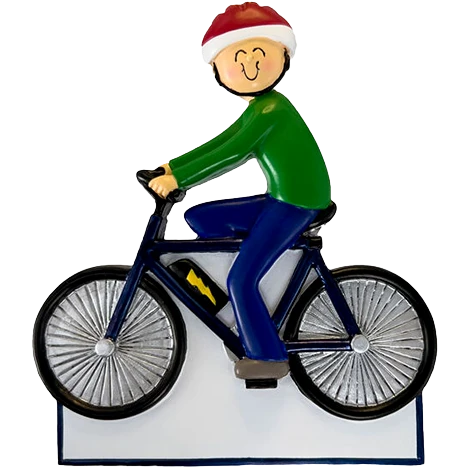 Authentic Ornament Central Personalized Male on Electric Bike Ornament Elite