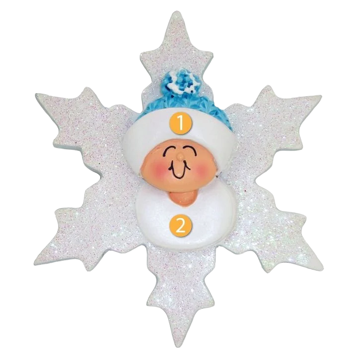 Outstanding Ornament Central Personalized Blue Baby Snowflake Ornament Professional