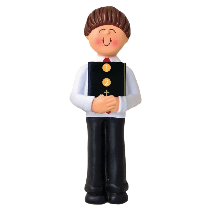 Fashionable Ornament Central Personalized Brunette Male 1st Communion Ornament Premium Material