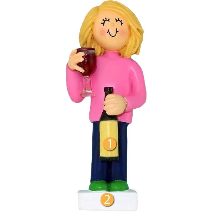 Exceptional Ornament Central Personalized Blonde Female Wine Lover Ornament Refined