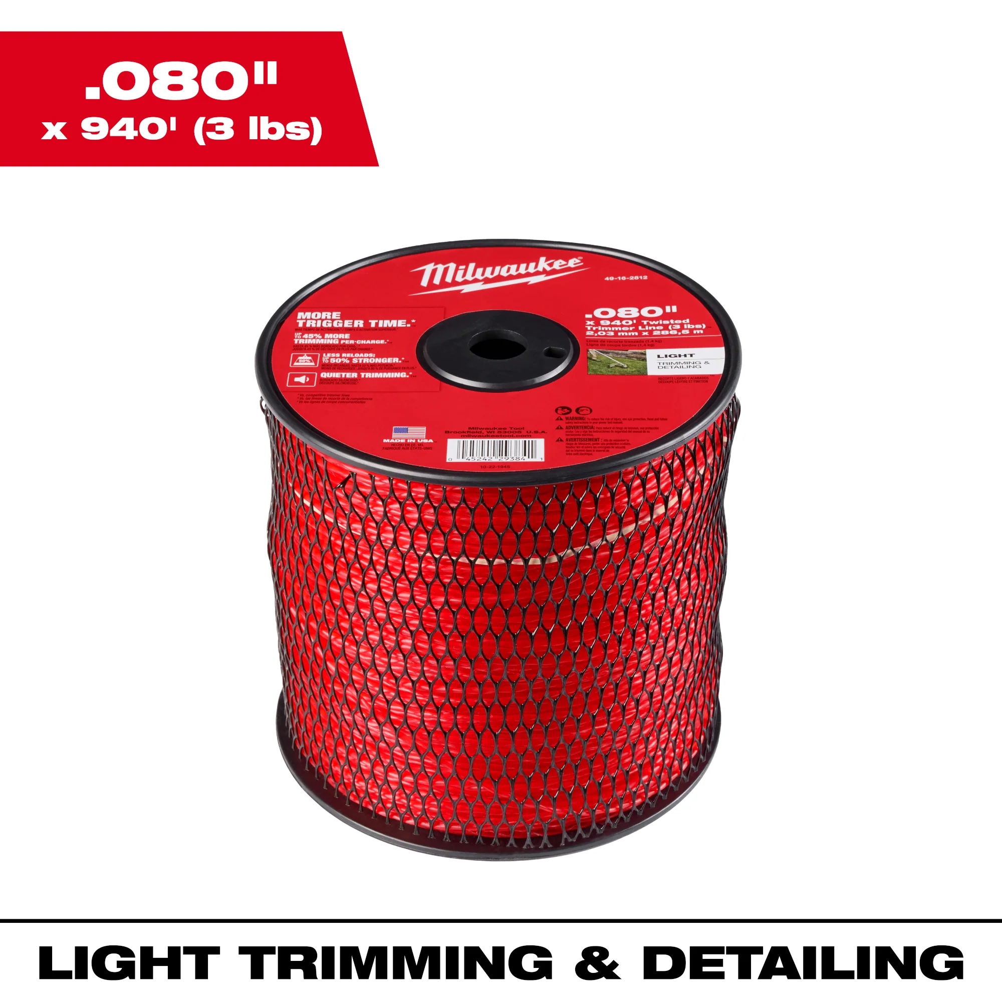Smart Milwaukee .080 x 940 3 lbs. Twisted Trimmer Line Flexible