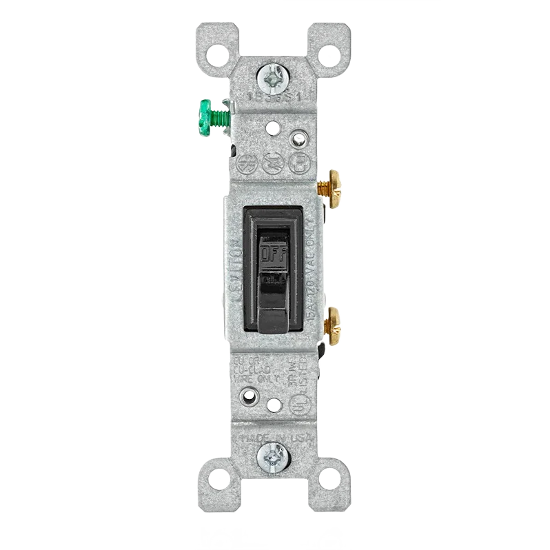 Practical Leviton 15 Amp Black Single-Pole AC Quiet Toggle Switch Natural