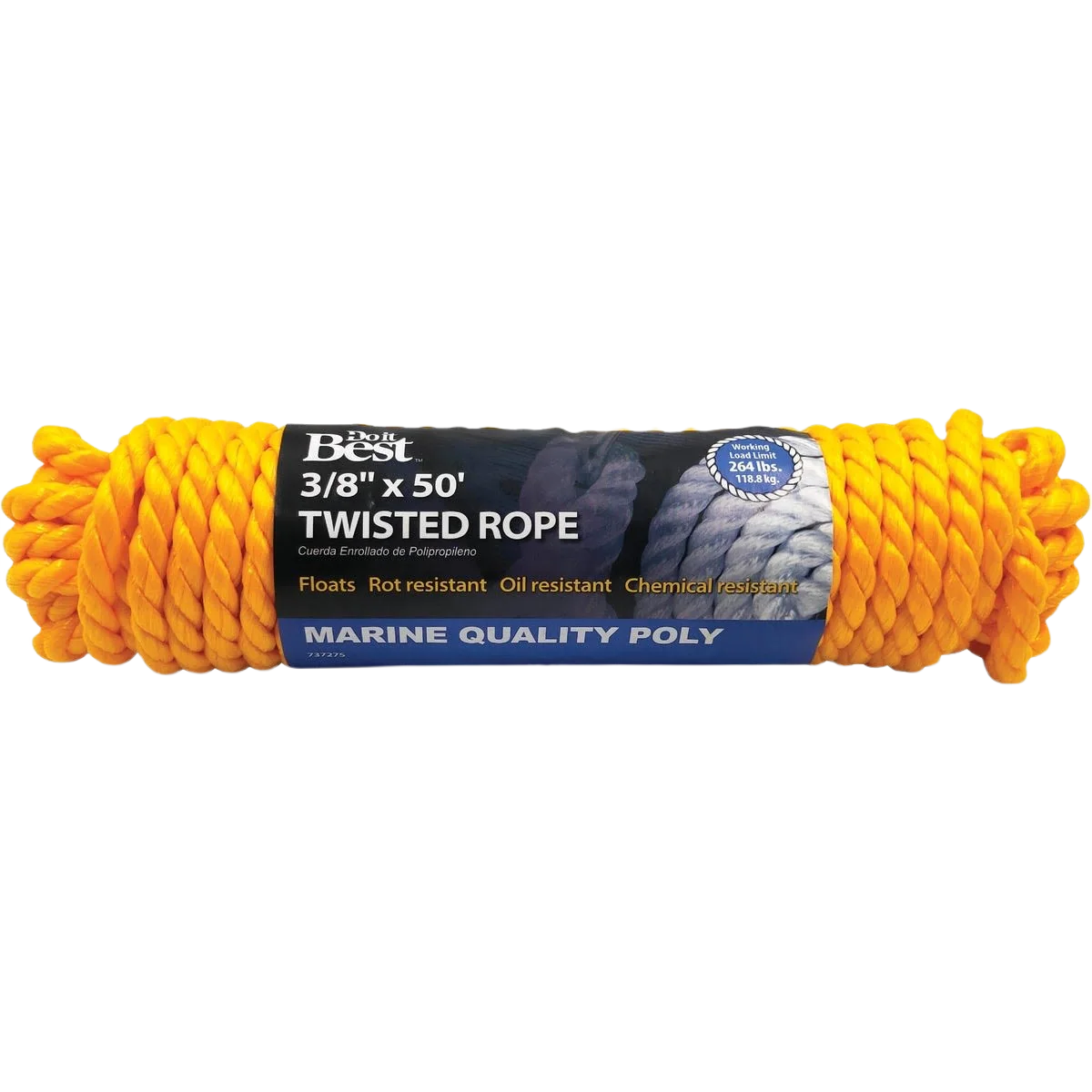 Convenient Do it Yellow Twisted Polypropylene Packaged Rope 3 8 In. x 50 Ft. Classic