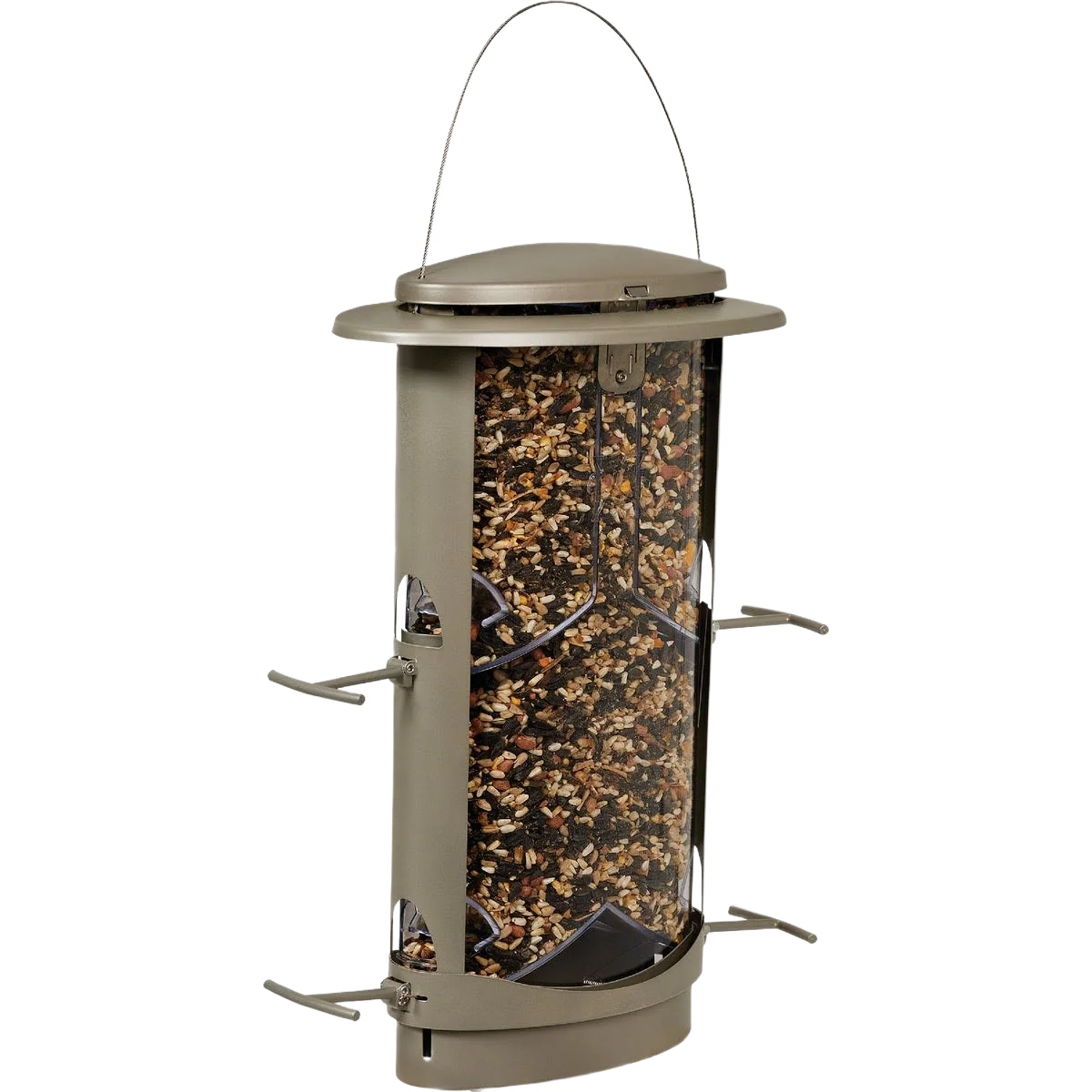 Authentic Squirrel-X X1 Tan Plastic Elliptical Tube Bird Feeder 4.2 lb. Capacity World-Class