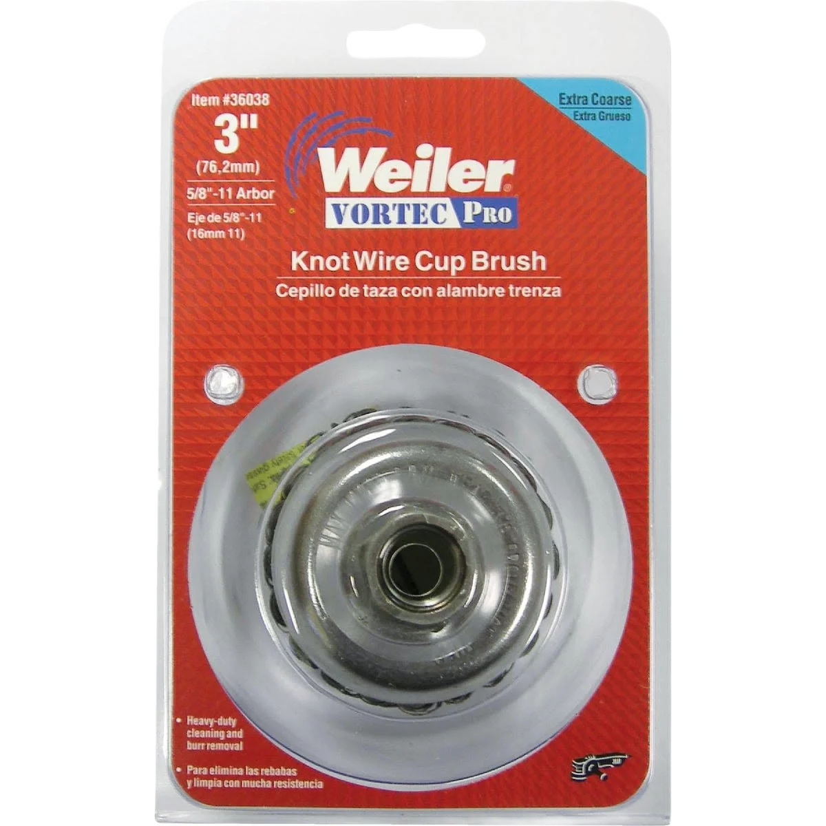 Official Weiler 3 In. Knotted Vortec Angle Grinder Wire Brush Premium Material