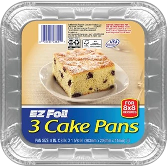 Traditional Hefty EZ Foil Pan Square Cake Pan 3-Pack Organic
