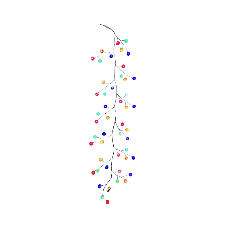 Fine Crafted Kurt S. Adler Green Garland with Multicolored Cotton Ball LED Lights 6 ft. User-Friendly