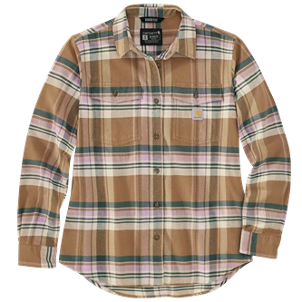 Safe Carhartt Women’s XS Flaxseed TENCEL trade Fiber Series Long-Sleeve Flannel Shirt Clean