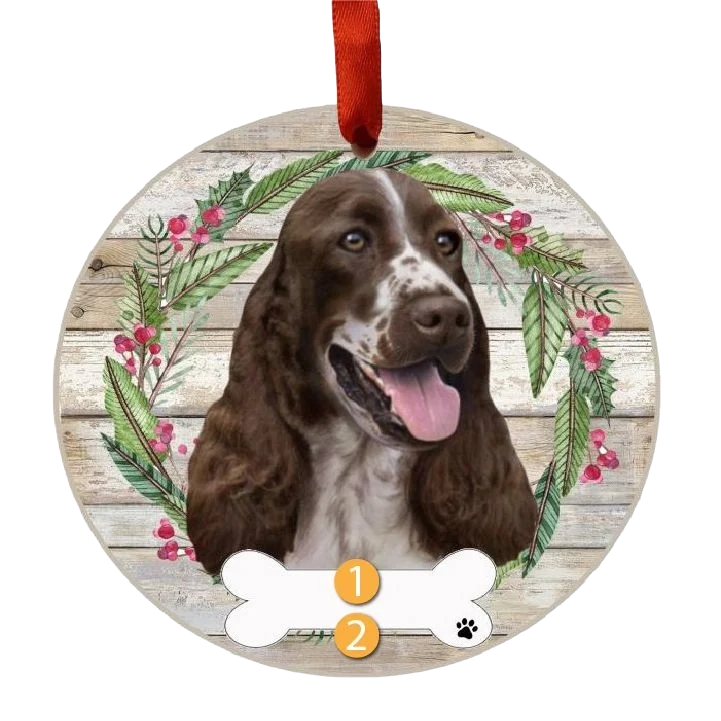 Genuine E S Pets Personalized Springer Spaniel Face Wreath Ornament Effective