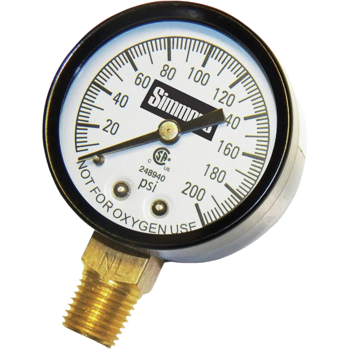 Proven Simmons 1 4 MPT 200 PSI Pressure Gauge Refined